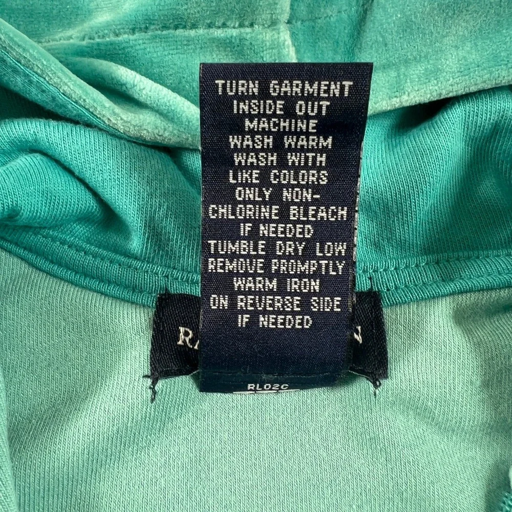 Ralph‎ Lauren Tracksuit Girls 12M Turquoise Velour Hoodie and Pants Set Vintage
